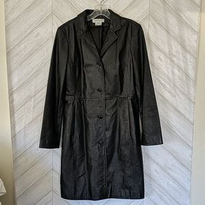 Nine West Black Leather Trench Coat